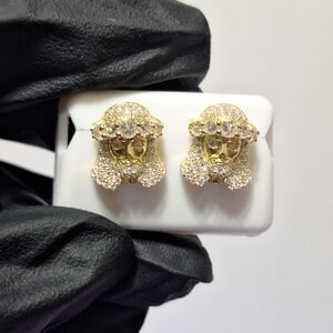 2ctw Gold Over 925 Sterling Silver HipHop Iced Out Moissanite Jesus Earrings